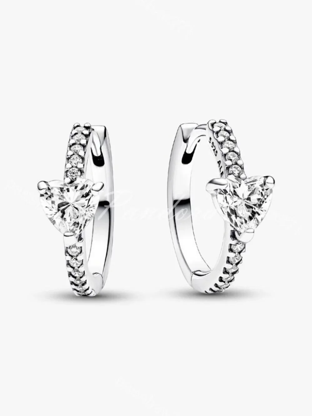 Pandora Sparkling Heart Hoop Earrings